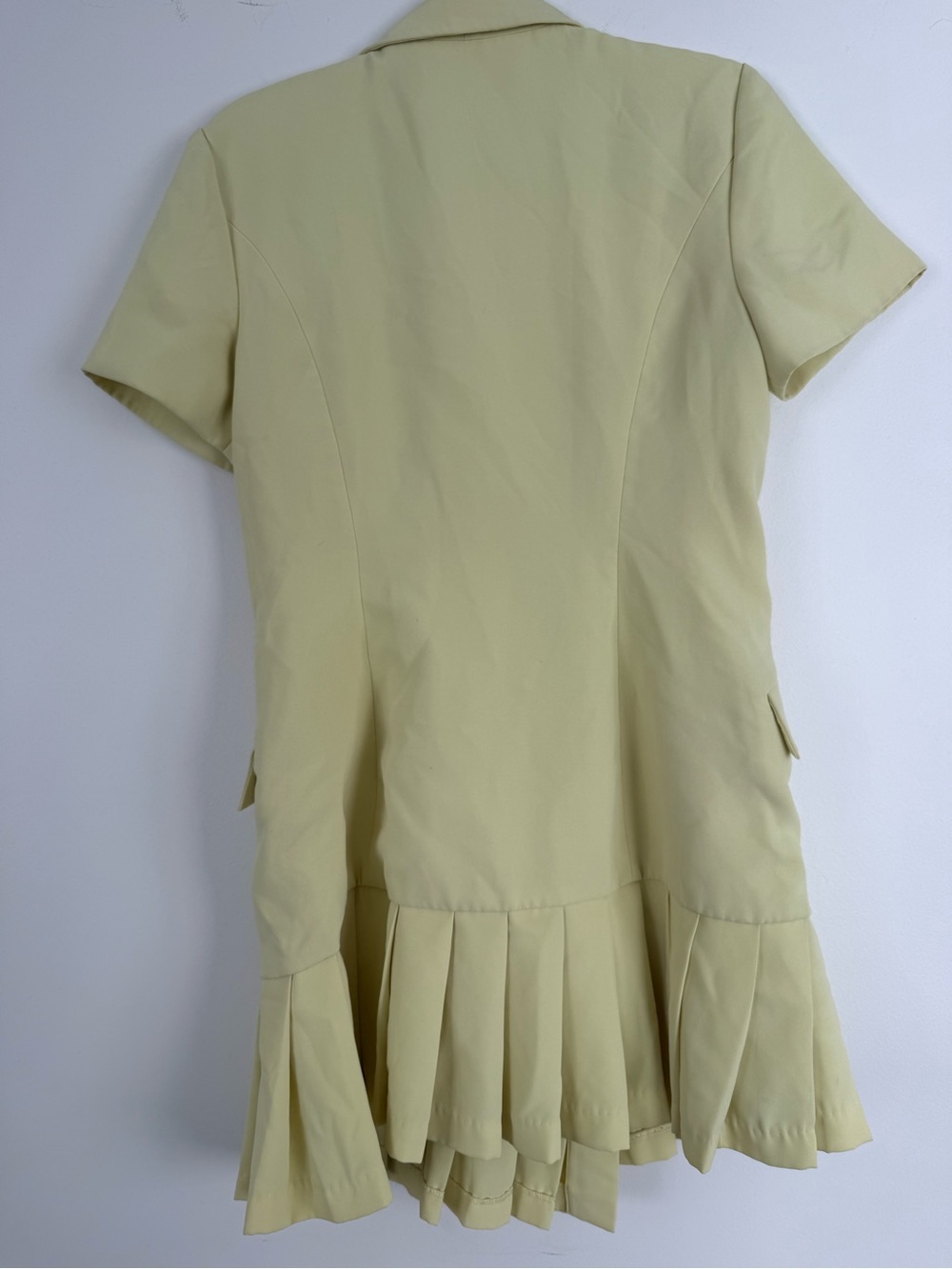 Amanda Uprichard Double-Breasted Yellow Pleated Hem Dress size Small - Picture 6 of 7